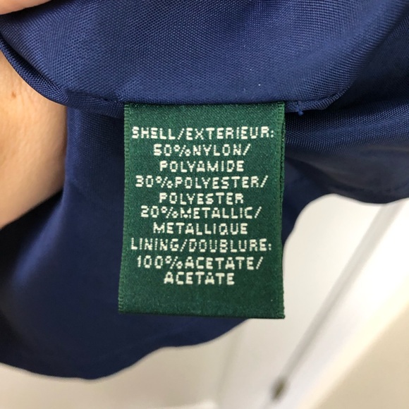 Lauren Ralph Lauren Navy Blue Metallic Gold Jacquard Dress Geometric Pattern - Picture 8 of 16